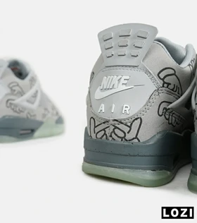 کفش کتانی ساق‌دار مردانه طوسی سبز Jordan 4 x Kaws
