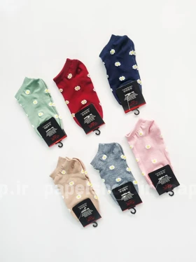 جوراب مچی نخ پنبه ساده طرح گل