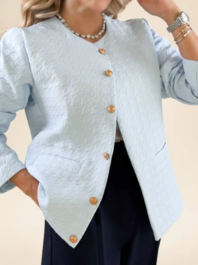 کت ژاکارد آبی آسمانی پاییزه زنانه کد BLAZER