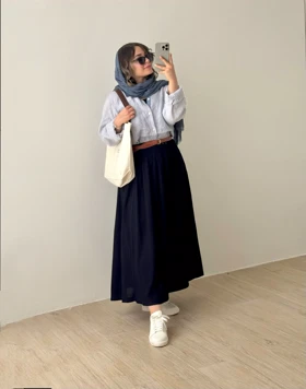 شومیز آبی راه راه A126