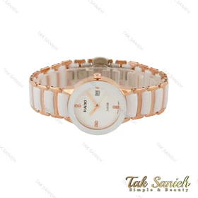 ساعت رادو زنانه سرامیکی دورنگ رزگلد سفید Rado-5018-L