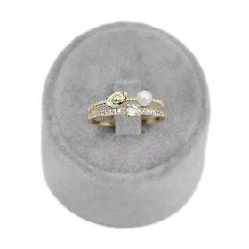 انگشتر زنانه طرح اشکی مروارید و نگین