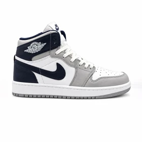 کفش و کتانی مردانه ساق‌دار مدل NIKE JORDAN 1 رنگ سفید سرمه ای کد 2415
