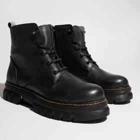 نیم بوت چرم مردانه مشکی مدل fabio