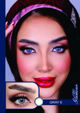 لنز رنگی فصلی گلامور Glamour (Gray 6 (طوسی یخی عسلی))