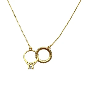 گردنبند زنانه ژوپینگ مدل آلینا طرح حلقه با آویز ظریف نگین‌دار
