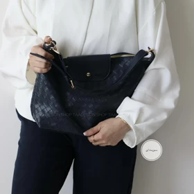 کیف زنانه بزرگ مدل نیلو خشتی (سورمه ای)