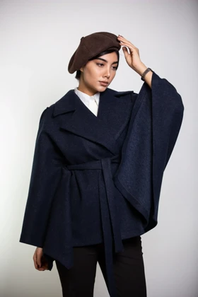 پالتو پانچ فوتر یقه E (سرمه ای)