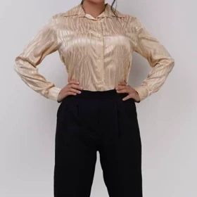 شومیز زنانه طرح دار حریر ساتن