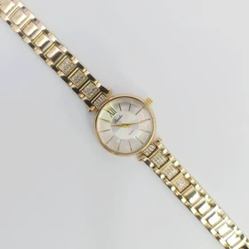 ساعت مچی زنانه باوک Baoke نگین‌دار با موتور کوارتز (بند طلایی با صفحه سفید)