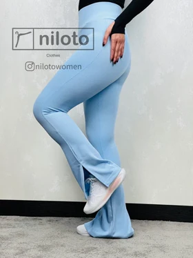 لگ کبریتی کمر گنی بغل چاک‌دار آبی آسمانی(01433)