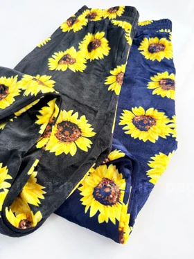 شلوار مخمل استیکردار طرح آفتابگردان