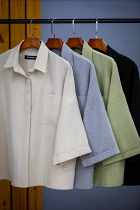 مانتو صوفیا اسلپ پشت دکمه چوبی