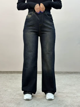 شلوار نیم بگ جین سورمه ای تینت ام کی