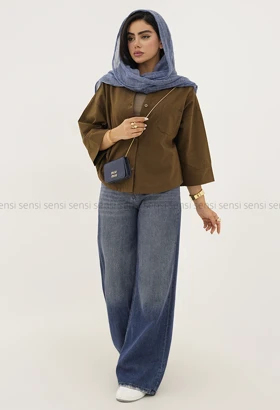 شومیز کراپ زنانه لینن یقه هفت کد1005629