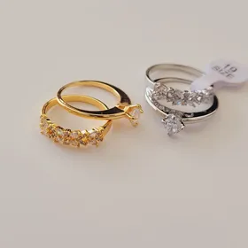 ست حلقه و پشت حلقه جواهری مدل برگ
