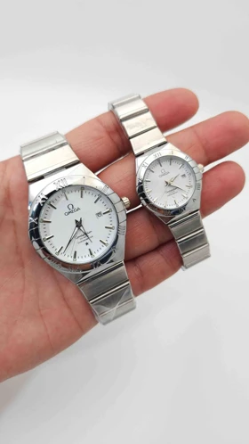 ساعت مچی ست مردانه و زنانه امگا Omega 6015 تاریخ دار با قفل پروانه ای