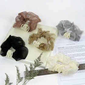 کش مو زنانه مدل ارگانزا مرواریدی کد G_Lnd_294