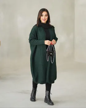 ست مانتو و سارافون بافت اکریلیک کد 344