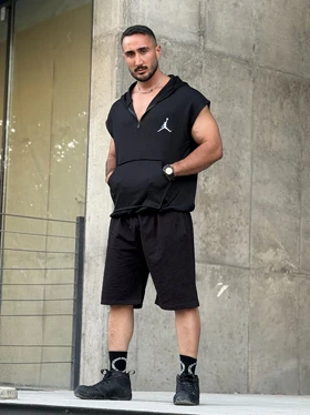 هودی کلاهدار ورزشی نیم زیپ JORDAN مشکی