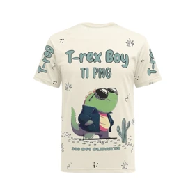 تیشرت آستین کوتاه پسرانه مدل دایناسور PJ1177 رنگ کرم