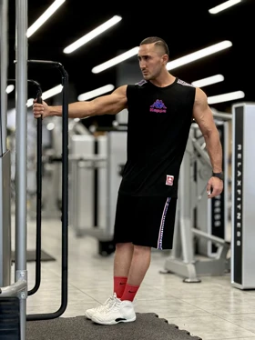 ست رکابی و شلوارک کاپا kappa بسکتبالی بدنسازی مشکی