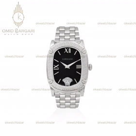 ساعت مچی ورساچه دورحکاکی سیلور صفحه مشکی Versace Couture