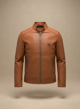 کت چرم پسرانه عسلی داخل خز مناسب برای نوجوانان زیر 16 سال