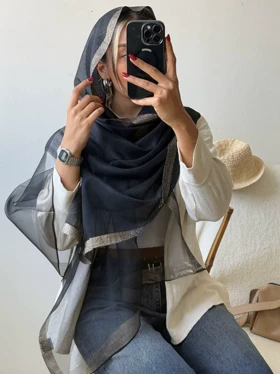 شال ویسکوز لب طلایی