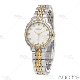 ساعت الکسا پریمیر زنانه طلایی نقره ای صفحه سفید دور نگین 105881