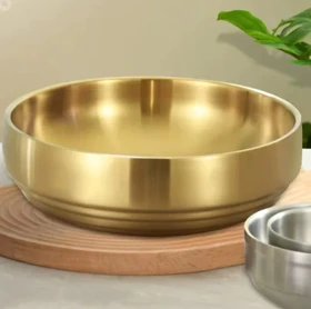 کاسه دو جداره استیل طلایی یونیک پلاس / Unique plus در سه سایز