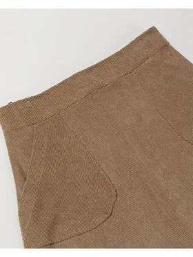 دامن زنانه مخمل کله قندی میدی جیبدار 20108