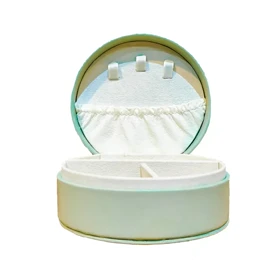 جعبه زیورآلات گرد رنگ زیتونی