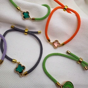 دستبند اسپرت طرح «چشم نظر سبز» (بند طنابی) | محافظت با تم بهاری