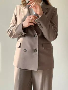 کت و شلوار زنانه قهوه ای شارلوت (Charlotte) کد 5596
