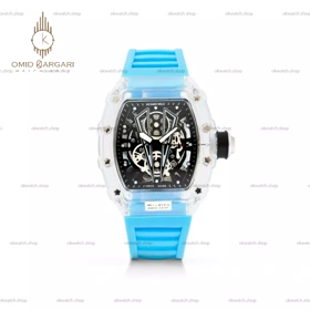 ساعت مچی ریچارد میل صفحه اسکلتون بند رابر آبی Richard Mille