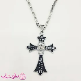 گردنبند پسرانه طرح اسکلت و صلیب