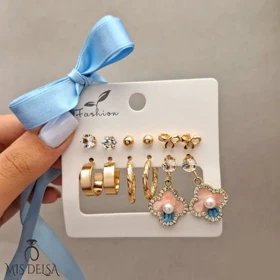 پک گوشواره 6 عددی ونکلیف و حلقهای