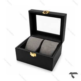 جعبه ساعت ست مشکی طوسی چرمی Watches-Box-Set-10779-S
