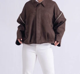 جکت جیر قهوه ای Suede دوحالته