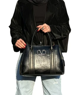 کیف زنانه دستی وارداتی مشکی بزرگ