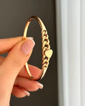 دستبند النگویی آویز قلب ژوپینگ