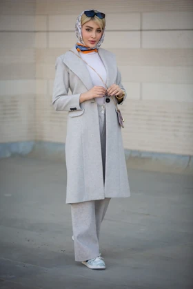 پالتو فوتر بلند ماوی ( پاییزه و زمستانه)