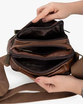 کیف چرم مردانه دوشی قهوه ای