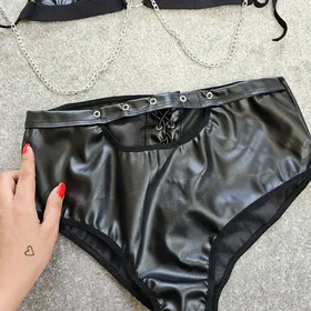 ست فانتزی چرم زنجیر دار کد 2266