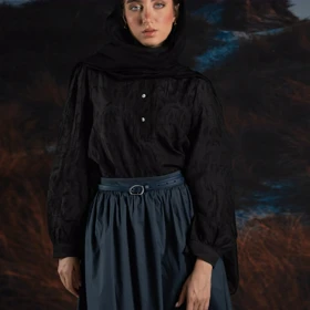 بلوز میدی زنانه وال ژاکارد 304450 Rose Merry-مشکی