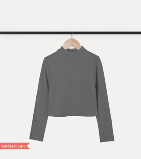 کراپ آستین بلند طوسی