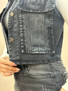 وست جین کوتاه ذغالی