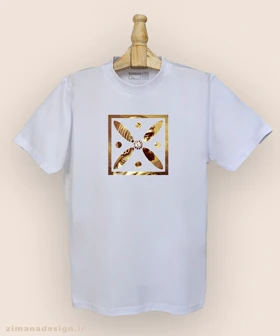 تیشرت مردانه و زنانه طرح درفش ساسانی با نگاره ی کوروش بزرگ