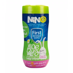 دستمال مرطوب فوق‌ملایم کودک نینو مدل کمرباریک فاقد اسانس مناسب پوست حساس نوزاد بسته 60 عددی